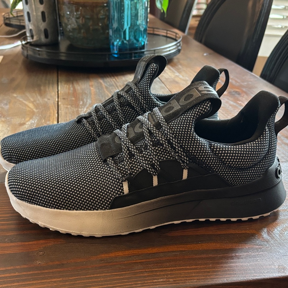 $30 Adidas Black & White Knit Athletic Sneakers with Cloud Foam